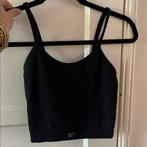 Women's Set Active Black Ribbed Tank